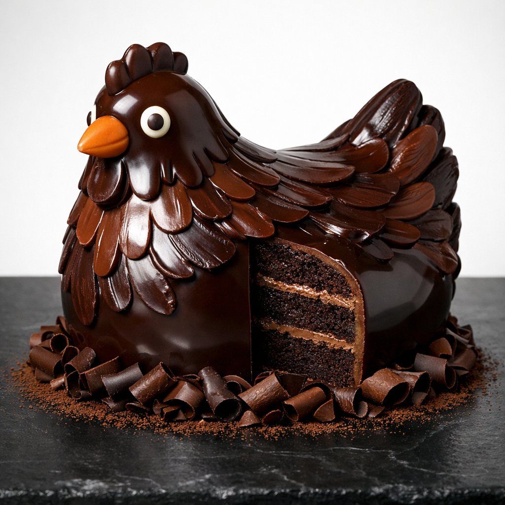 Chocolate Cocoa Hen with rich ganache